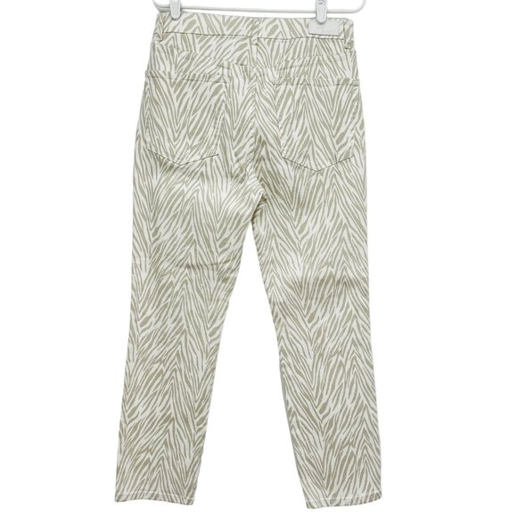 EXPRESS Women Jeans Super High Rise Slim Ankle Stretch Ivory Tan Animal Print 2R - Picture 2 of 12